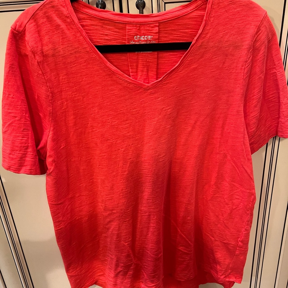 Chico's Vibrant Red Short Sleeve Tee